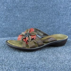 Clarks‎ Bendables Women Slide Sandal Shoes Brown Leather Size 9 Medium